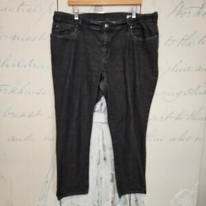 Eileen Fisher Woman Straight Leg Jeans 16W Black Organic Cotton Stretch